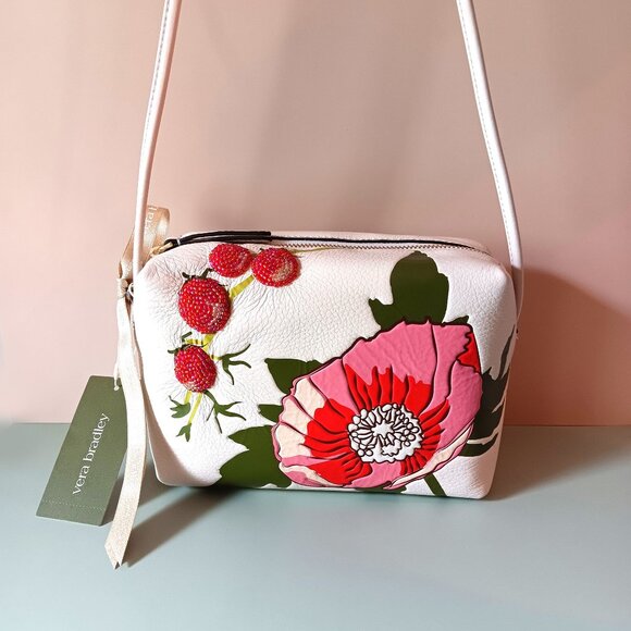 NWT 💥 VERA BRADLEY Meadow Bouquet Pebbled Leather Small Crossbody Bag - Picture 1 of 10